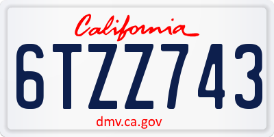 CA license plate 6TZZ743