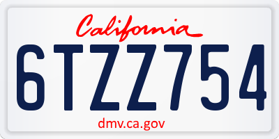 CA license plate 6TZZ754