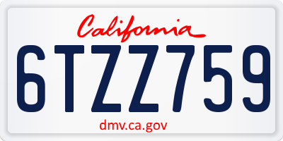 CA license plate 6TZZ759