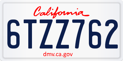 CA license plate 6TZZ762