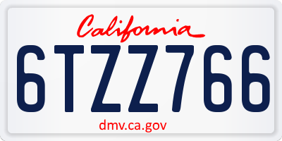 CA license plate 6TZZ766