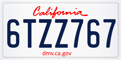 CA license plate 6TZZ767