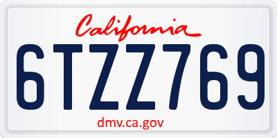 CA license plate 6TZZ769
