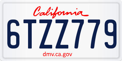 CA license plate 6TZZ779