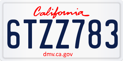 CA license plate 6TZZ783