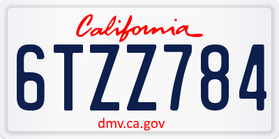 CA license plate 6TZZ784