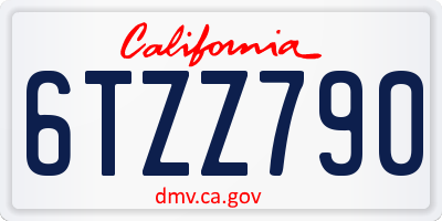CA license plate 6TZZ790