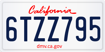 CA license plate 6TZZ795