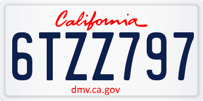 CA license plate 6TZZ797