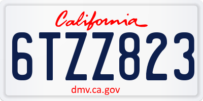 CA license plate 6TZZ823