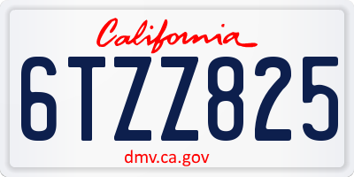 CA license plate 6TZZ825