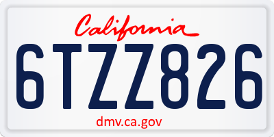 CA license plate 6TZZ826