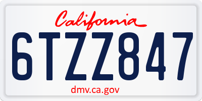 CA license plate 6TZZ847