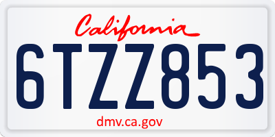 CA license plate 6TZZ853