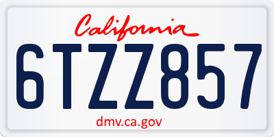 CA license plate 6TZZ857