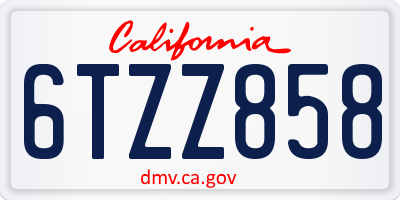 CA license plate 6TZZ858