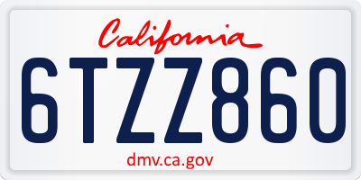 CA license plate 6TZZ860