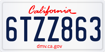 CA license plate 6TZZ863