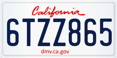 CA license plate 6TZZ865