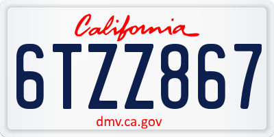 CA license plate 6TZZ867