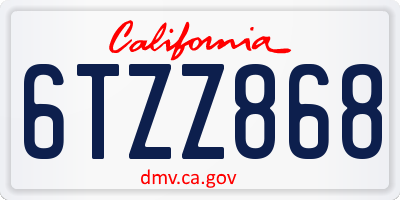 CA license plate 6TZZ868