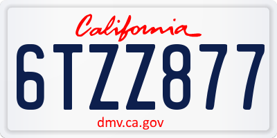 CA license plate 6TZZ877