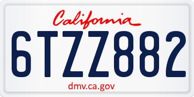 CA license plate 6TZZ882