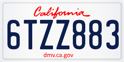 CA license plate 6TZZ883