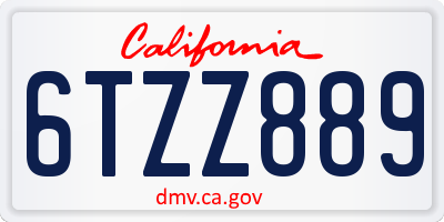 CA license plate 6TZZ889