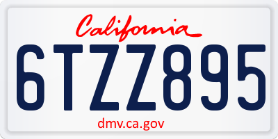 CA license plate 6TZZ895