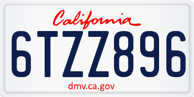 CA license plate 6TZZ896