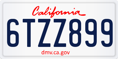 CA license plate 6TZZ899
