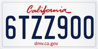 CA license plate 6TZZ900