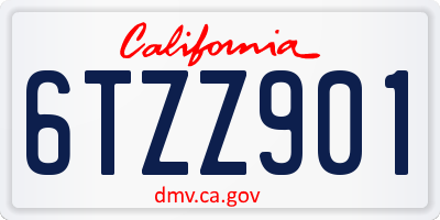 CA license plate 6TZZ901