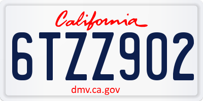 CA license plate 6TZZ902