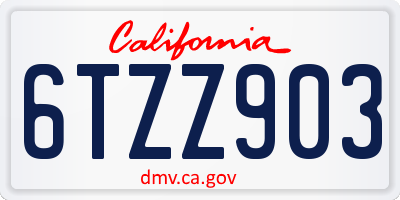 CA license plate 6TZZ903