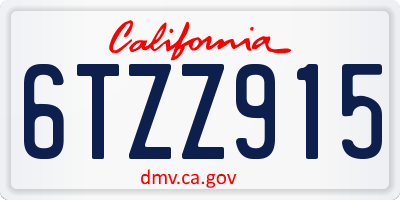CA license plate 6TZZ915
