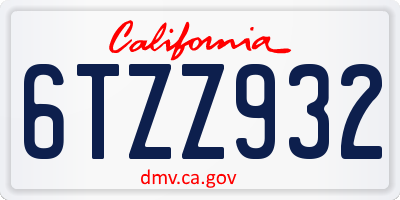 CA license plate 6TZZ932