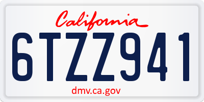 CA license plate 6TZZ941