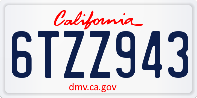 CA license plate 6TZZ943