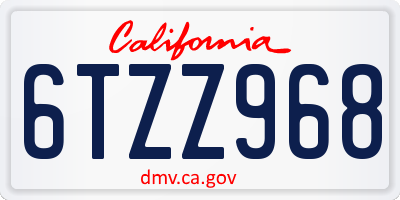 CA license plate 6TZZ968