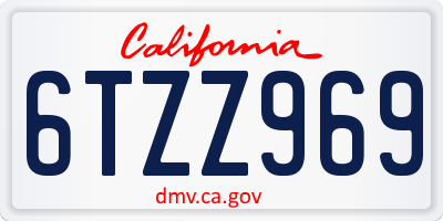 CA license plate 6TZZ969