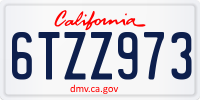 CA license plate 6TZZ973