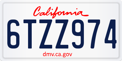 CA license plate 6TZZ974