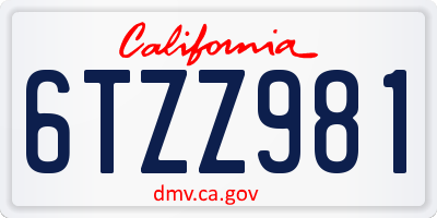 CA license plate 6TZZ981
