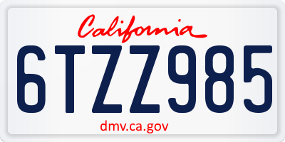 CA license plate 6TZZ985