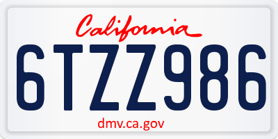 CA license plate 6TZZ986