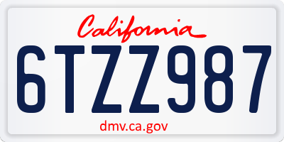 CA license plate 6TZZ987