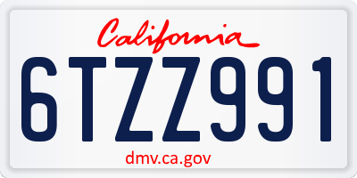 CA license plate 6TZZ991