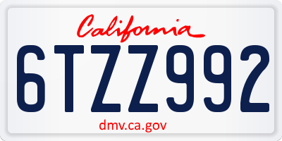 CA license plate 6TZZ992
